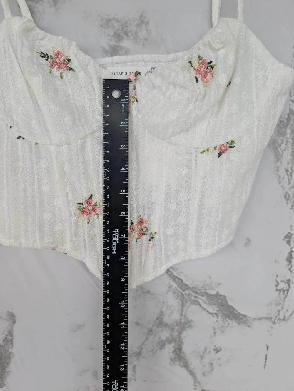 Altar'd State Women's Ivory Pink Floral Corset Cropped Tank Top Small NWT - Picture 7 of 12
